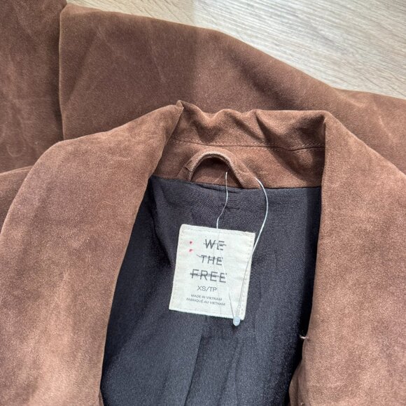 New Free People Suede Blazer Jacket Dark Brown We The Free Size XS - Picture 6 of 12